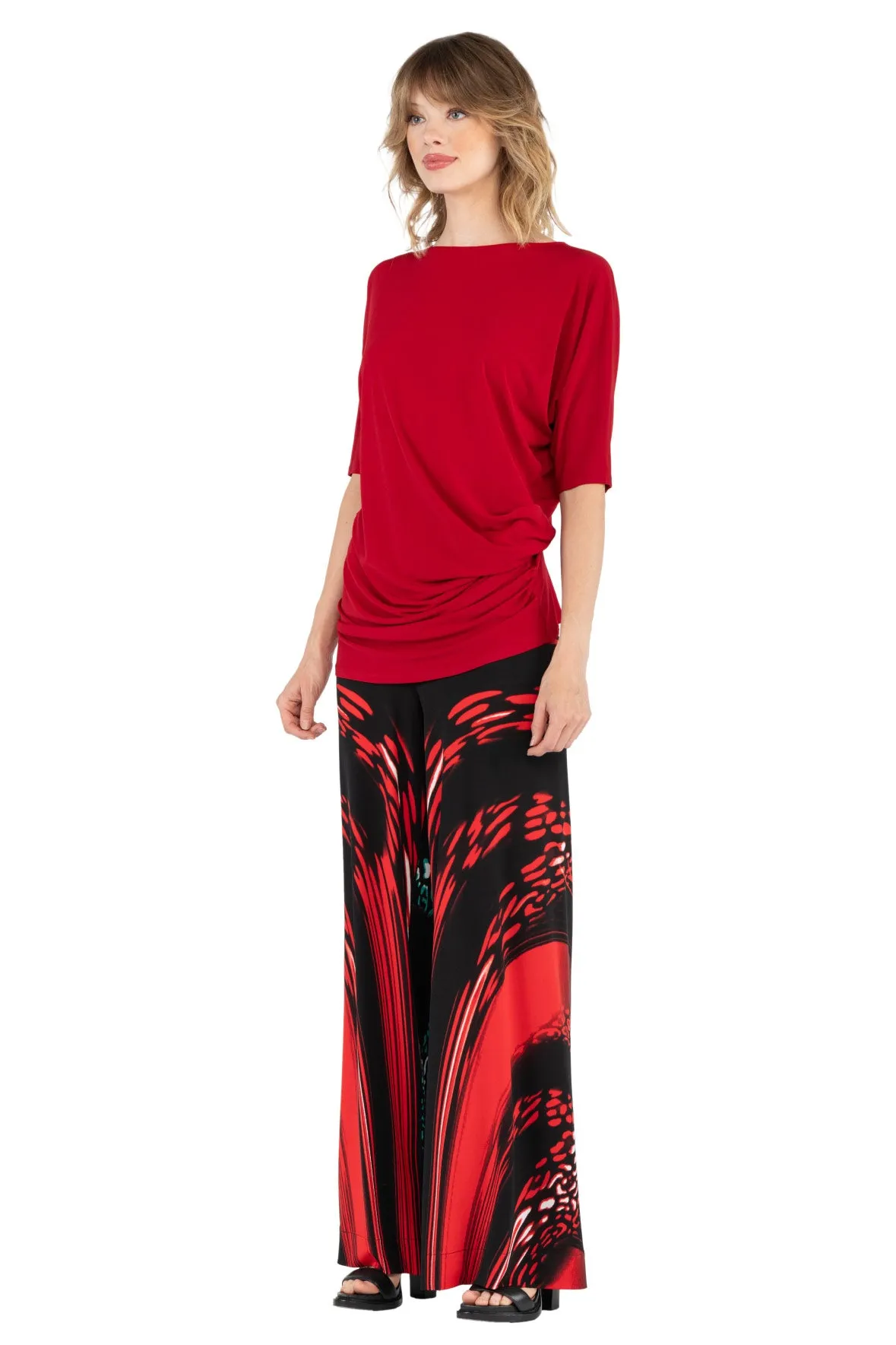 3/4 Sleeve Loose Ruched Top
