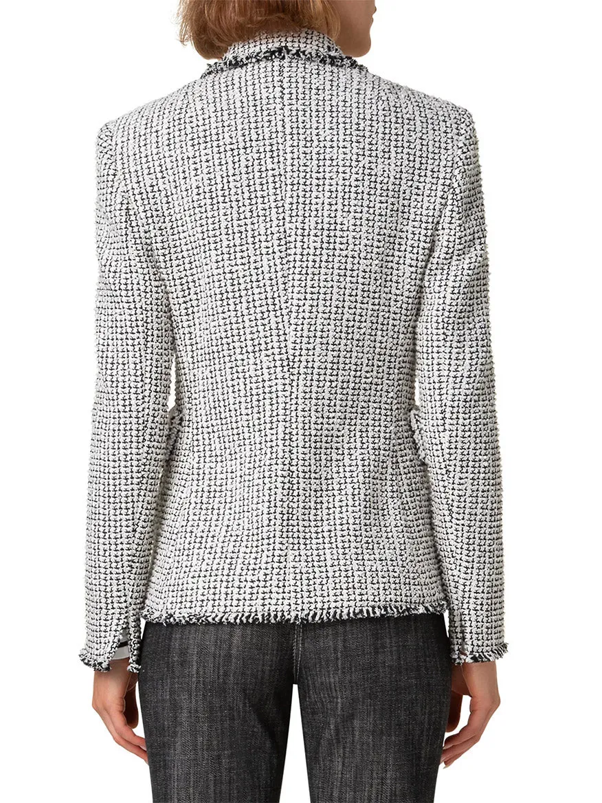 Akris Punto Tweed Illusion Double Breasted Jacket in Cream/Black