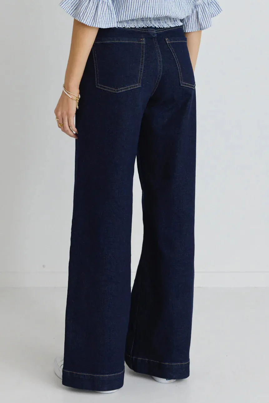 Among The Brave Zoey High Rise Wide Leg Jean | Indigo