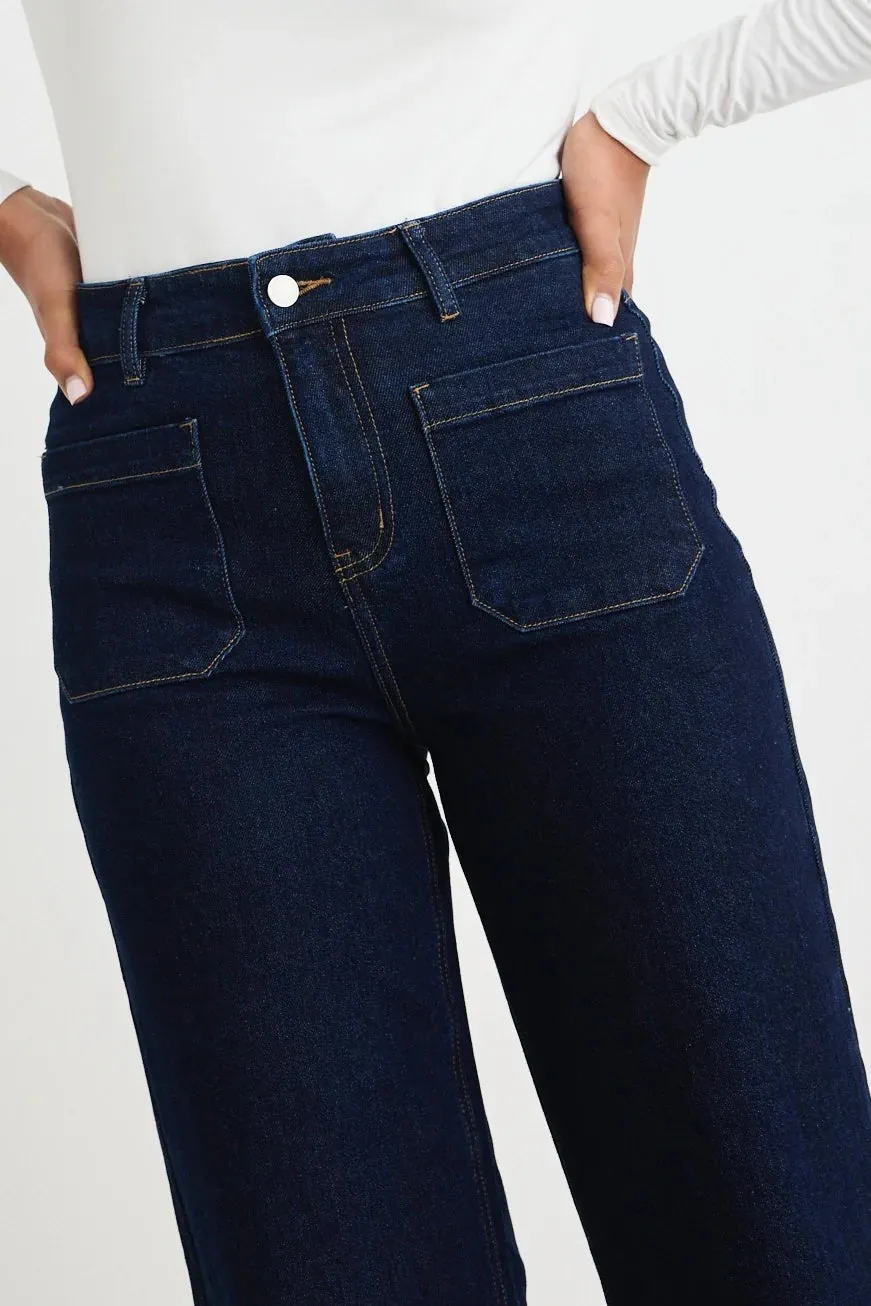 Among The Brave Zoey High Rise Wide Leg Jean | Indigo