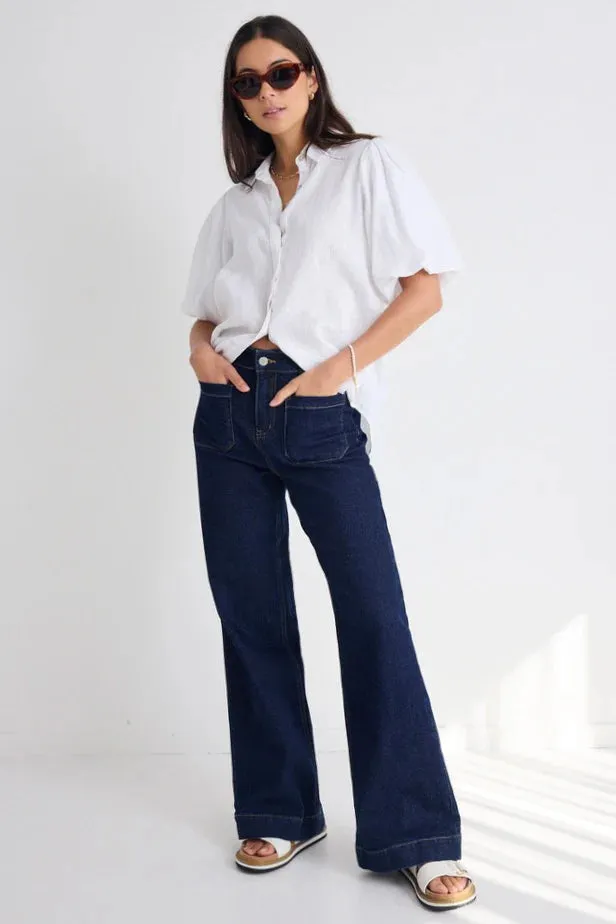 Among The Brave Zoey High Rise Wide Leg Jean | Indigo