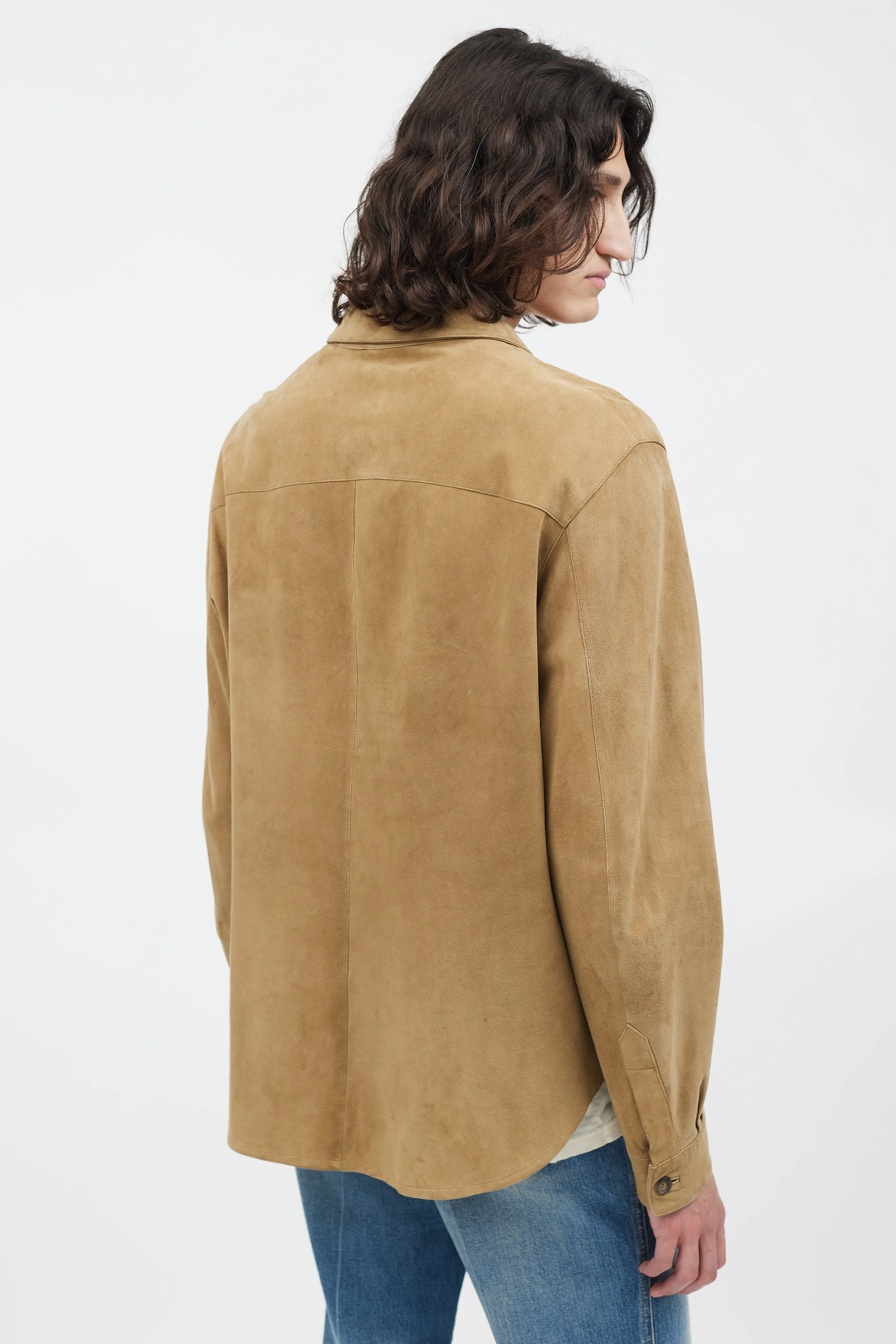 Beige Suede Button Up Shirt