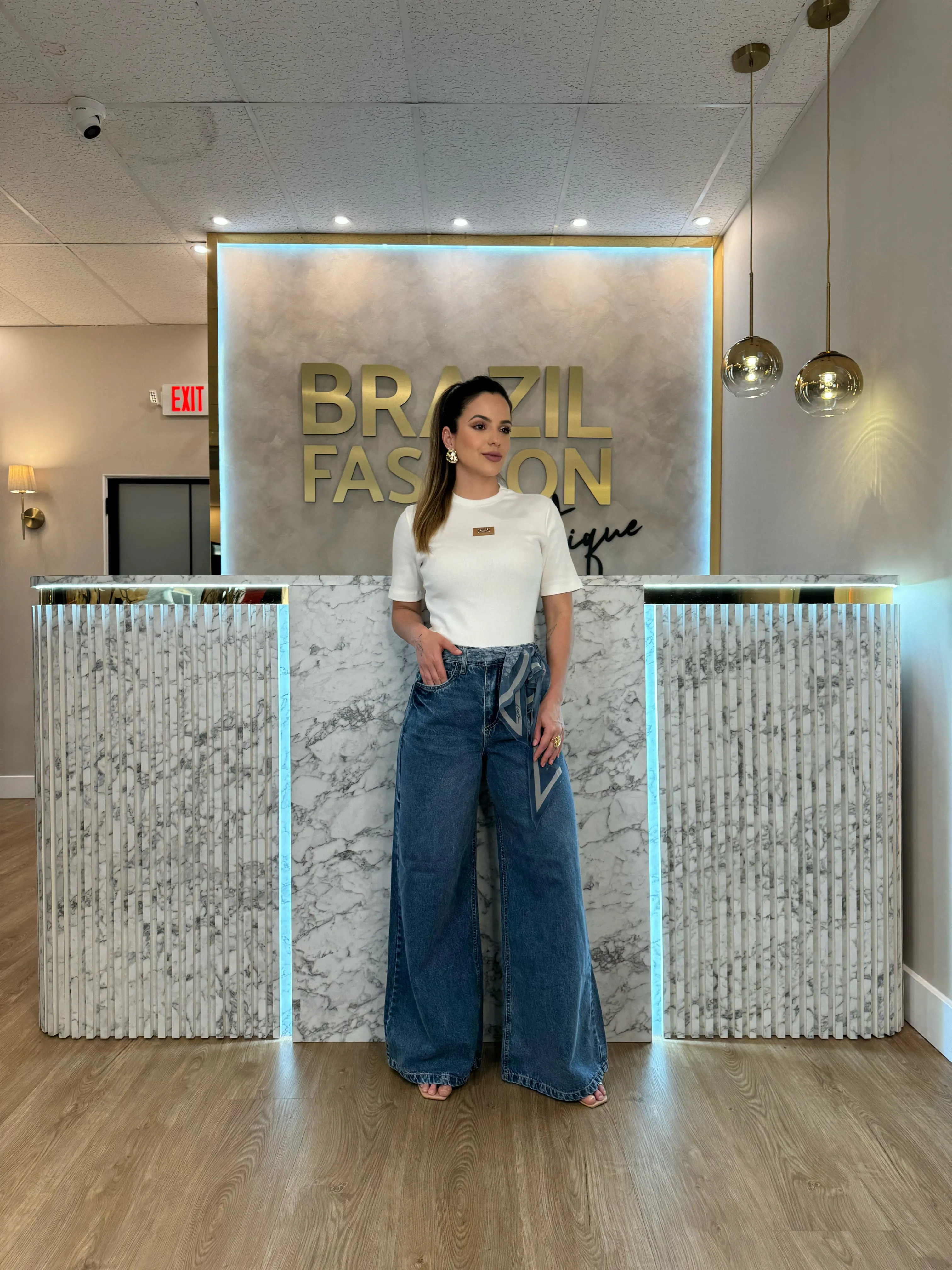 Caos - Wide Leg Jeans w Detail Tissue