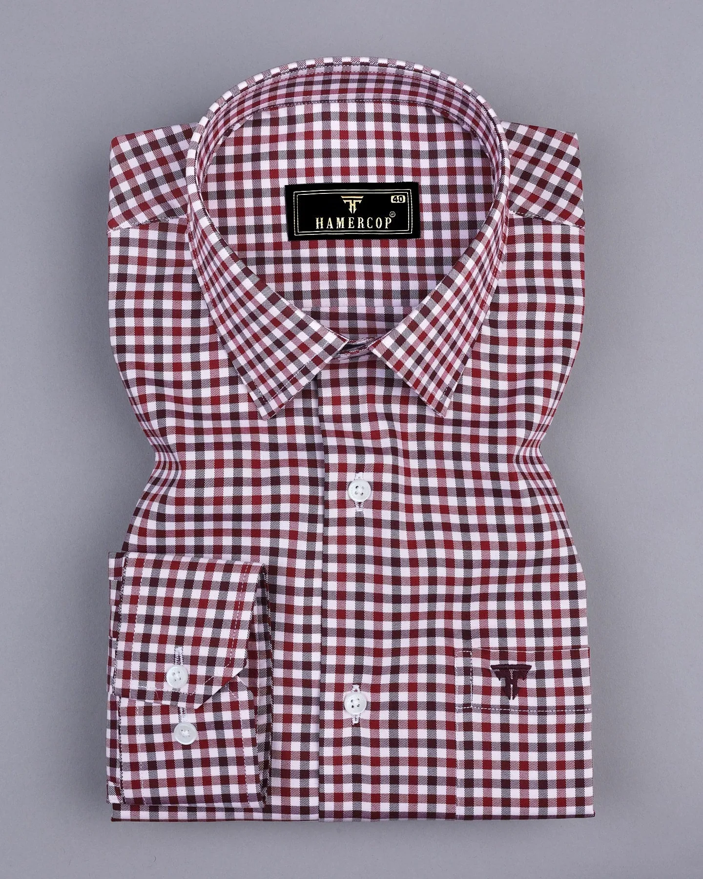 Claret Maroon Multi Shaded Twill Check Soft Cotton Shirt