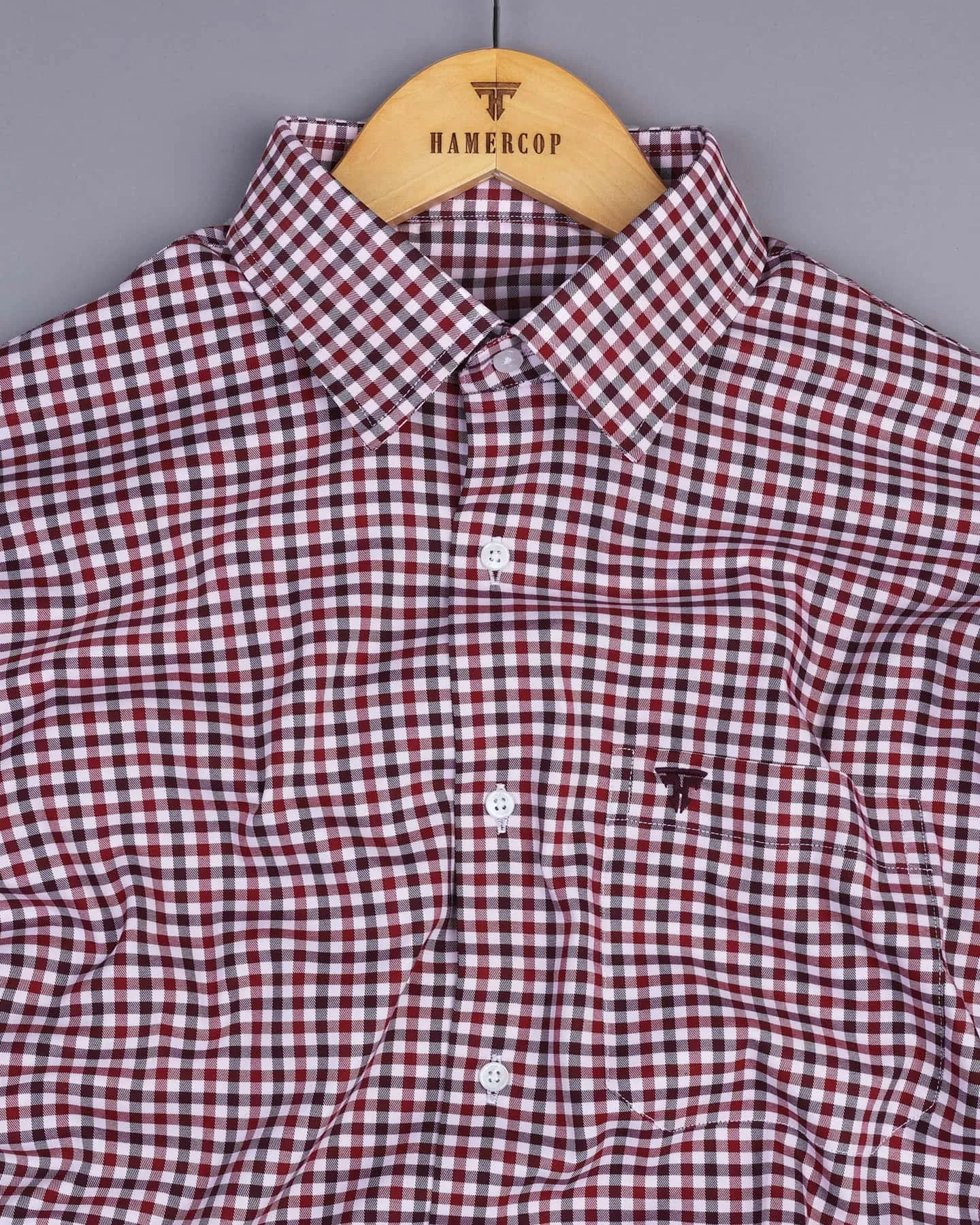 Claret Maroon Multi Shaded Twill Check Soft Cotton Shirt