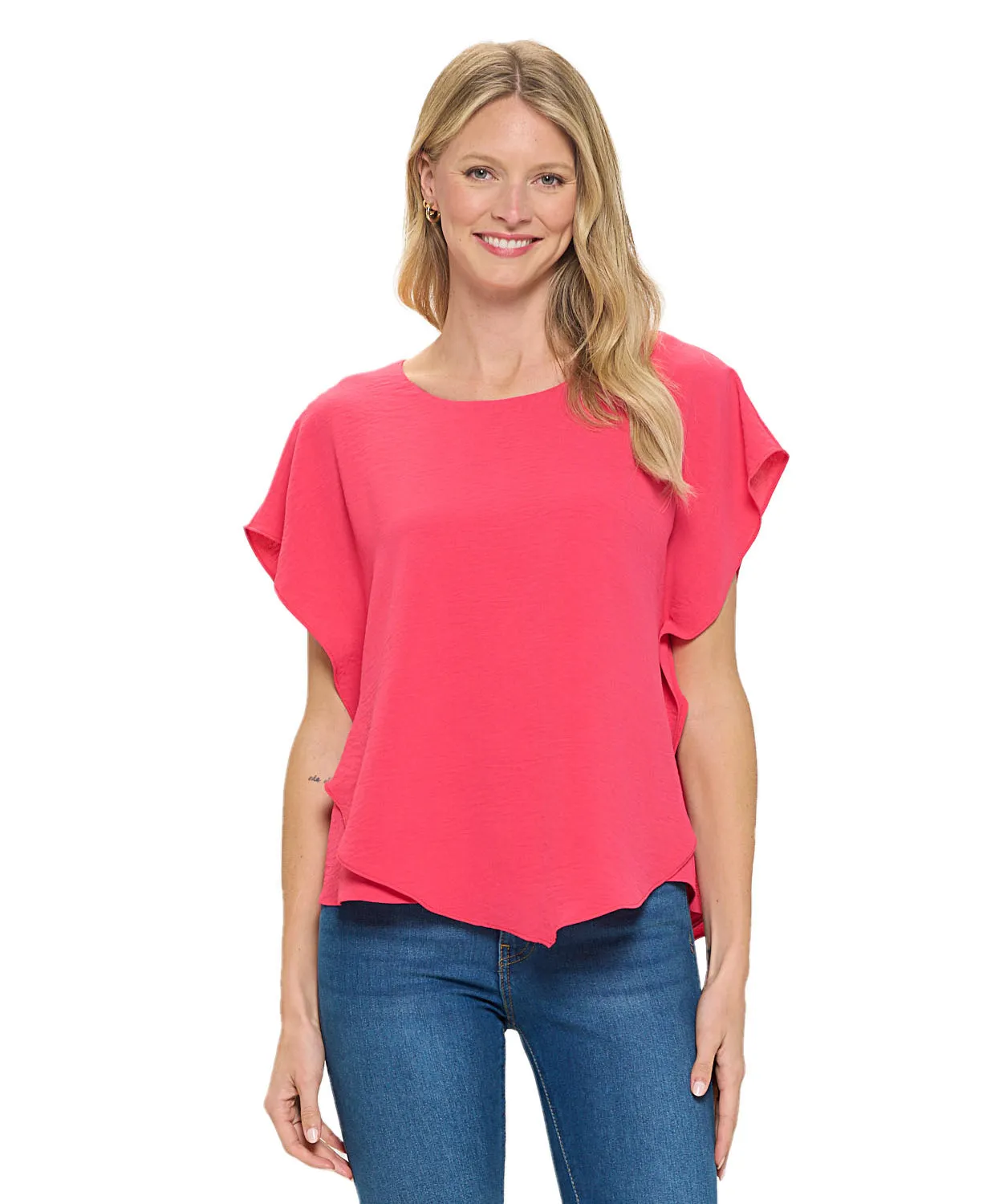 Flowy Batwing Sleeve Airflow Top With Overlay