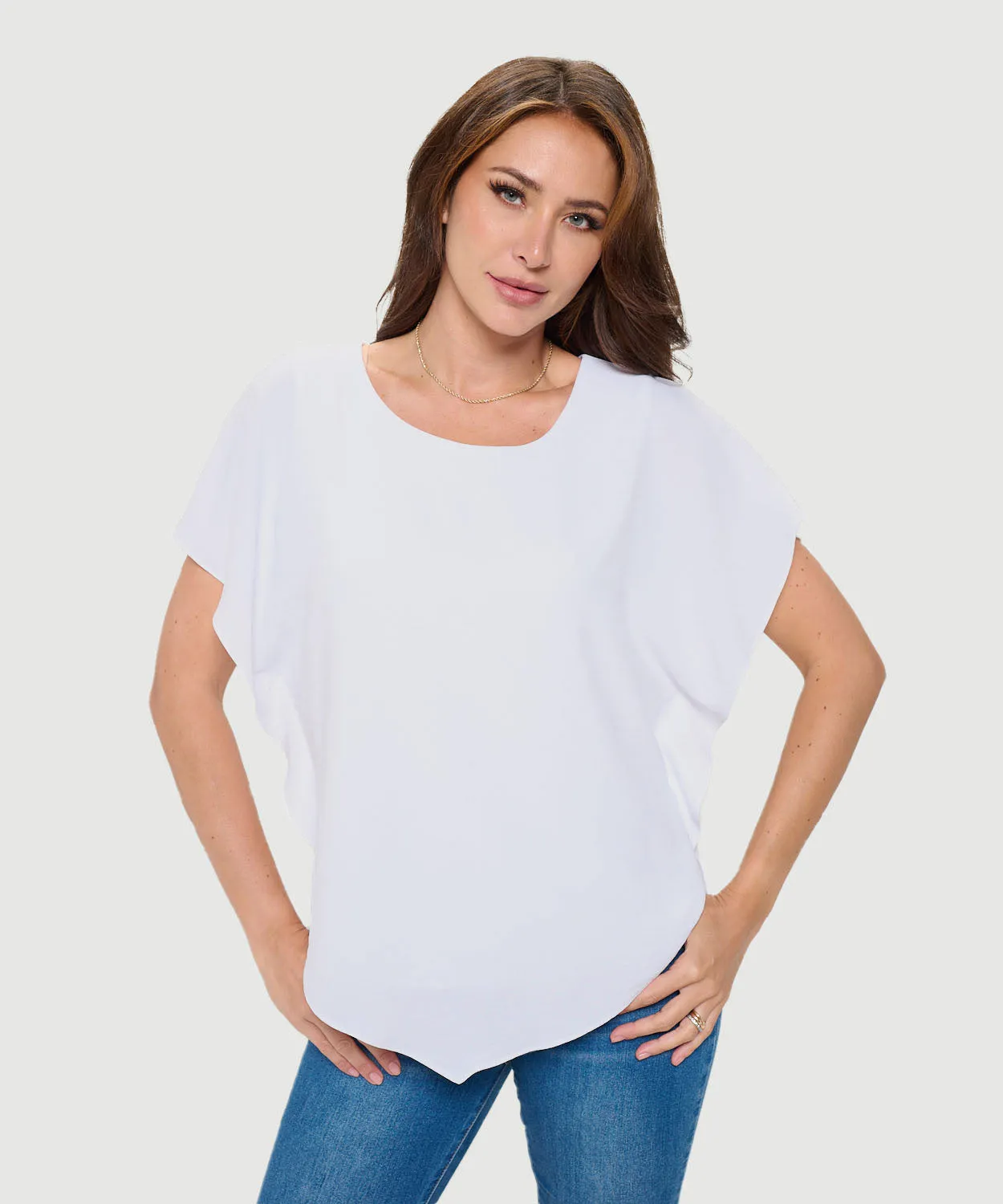 Flowy Batwing Sleeve Airflow Top With Overlay