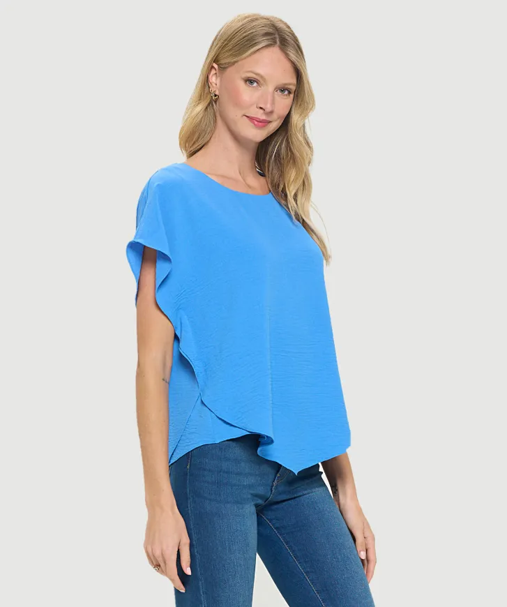 Flowy Batwing Sleeve Airflow Top With Overlay