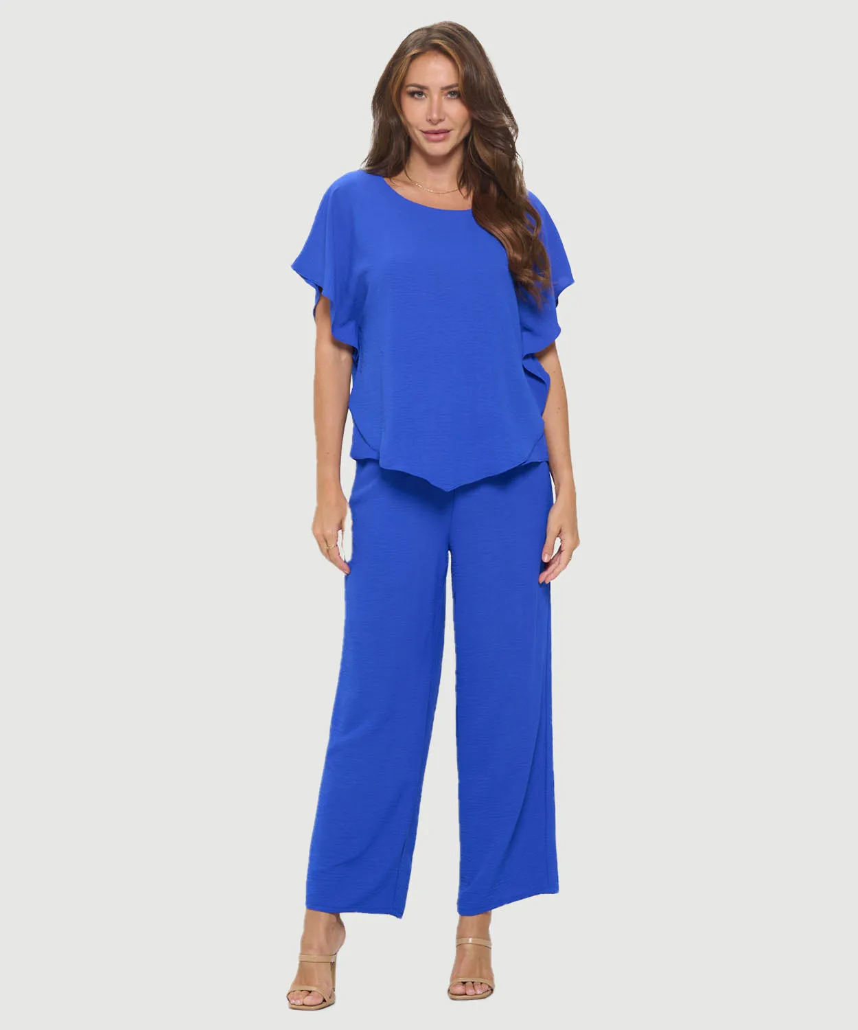 Flowy Batwing Sleeve Airflow Top With Overlay