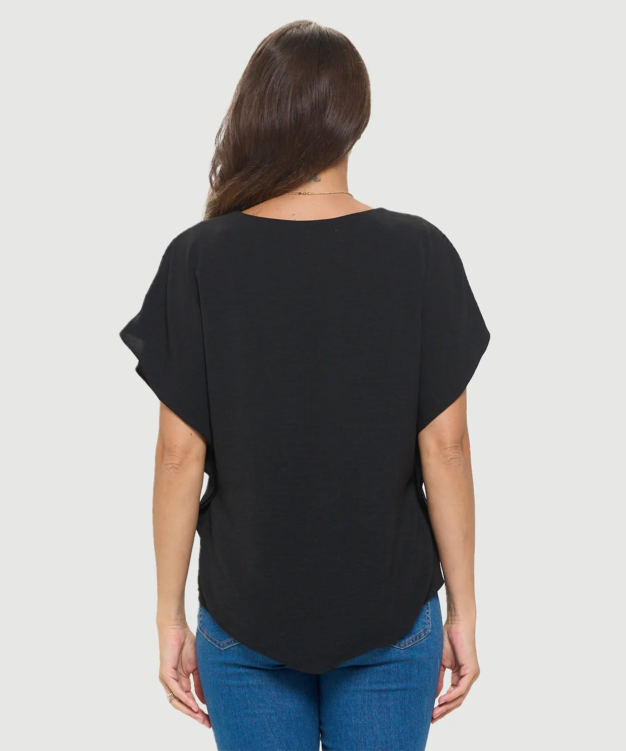 Flowy Batwing Sleeve Airflow Top With Overlay