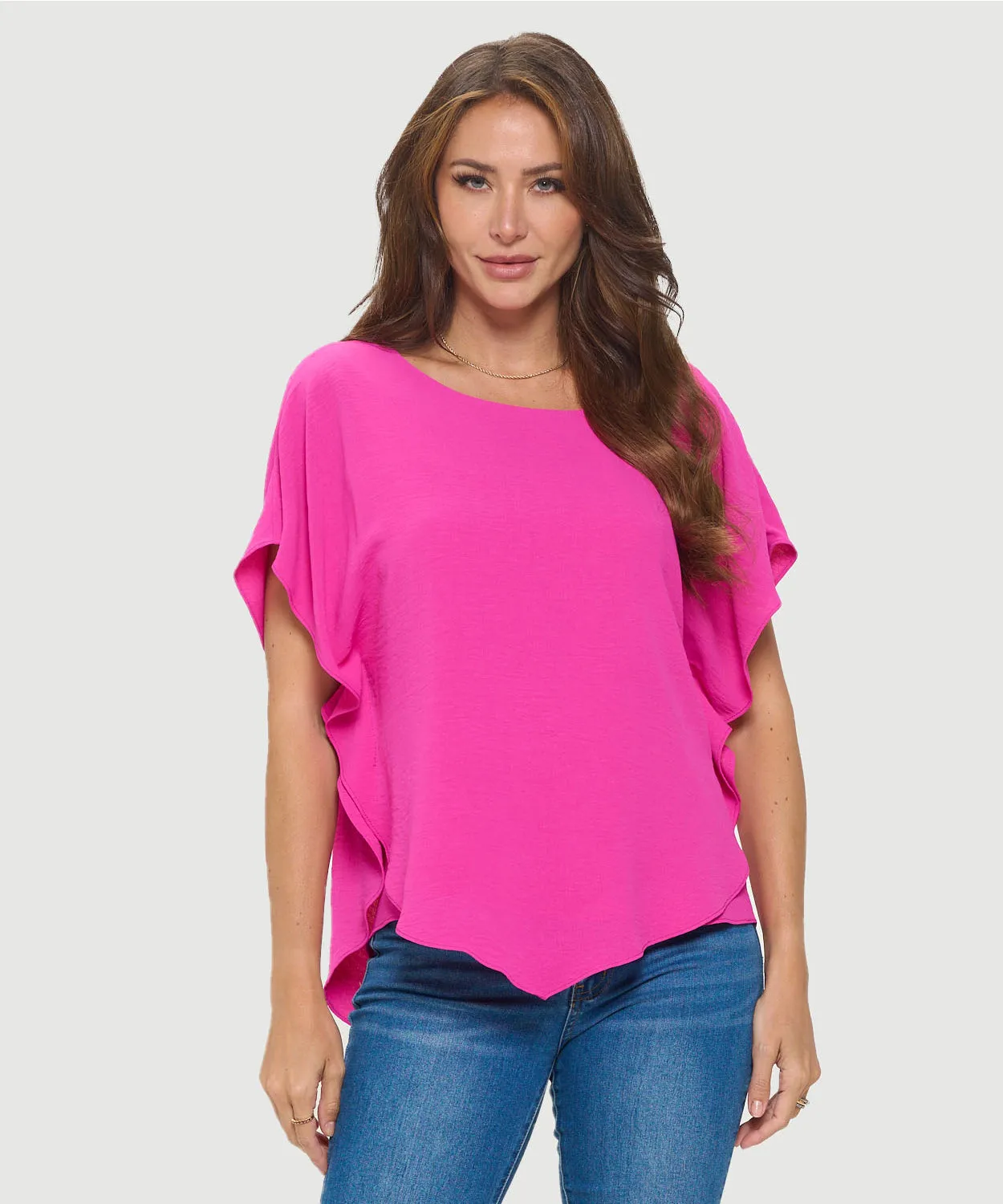 Flowy Batwing Sleeve Airflow Top With Overlay