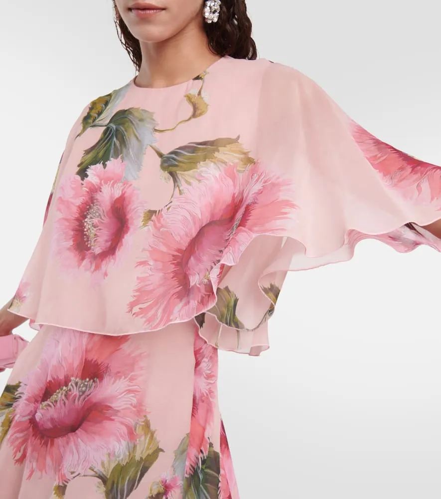 Giambattista Valli Caped floral silk georgette gown