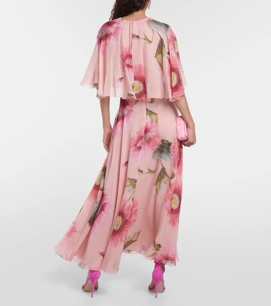 Giambattista Valli Caped floral silk georgette gown