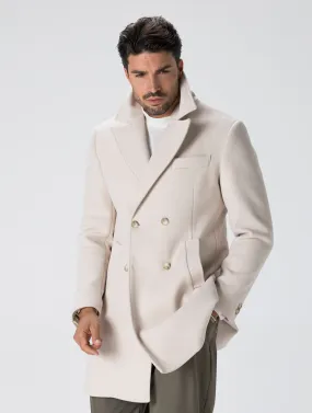 HUGO DOUBLE BREASTED COAT IN KASHA