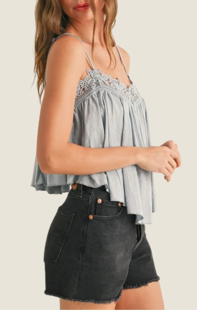 Joy Blue Lace Trim Camisole