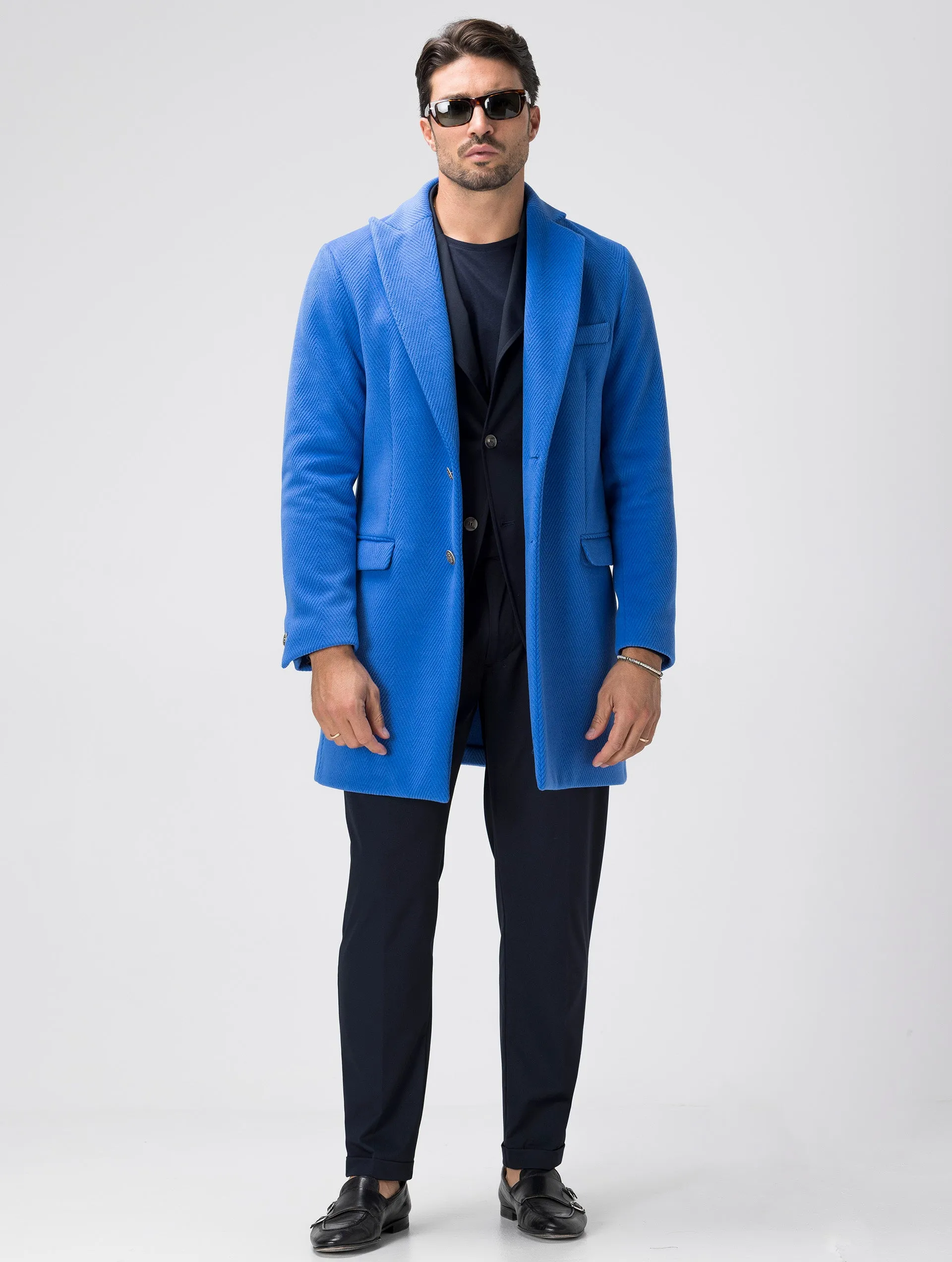 LELAND SINGLE BREASTED COAT IN BLUE ROYAL