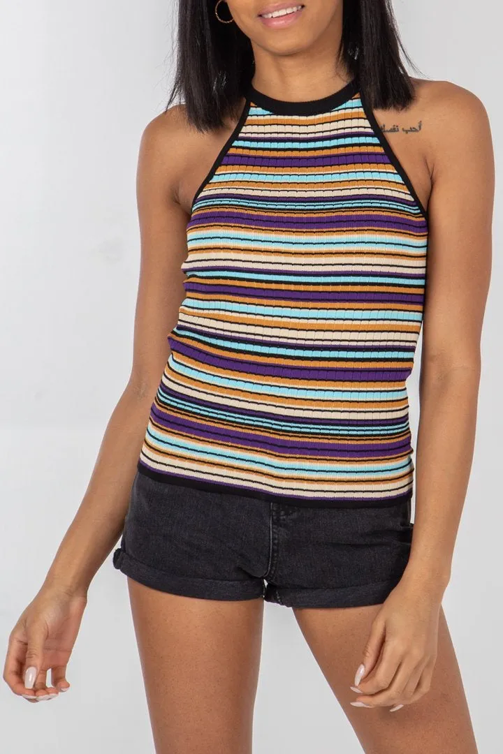 Multi Stripe Rib Vest Top