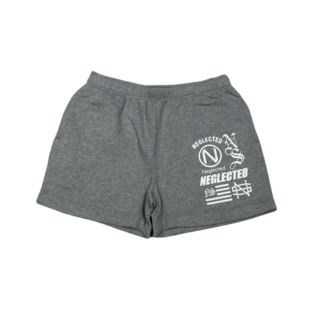 Neglected Collage Relax Track Shorts 18 inch Grey Marle