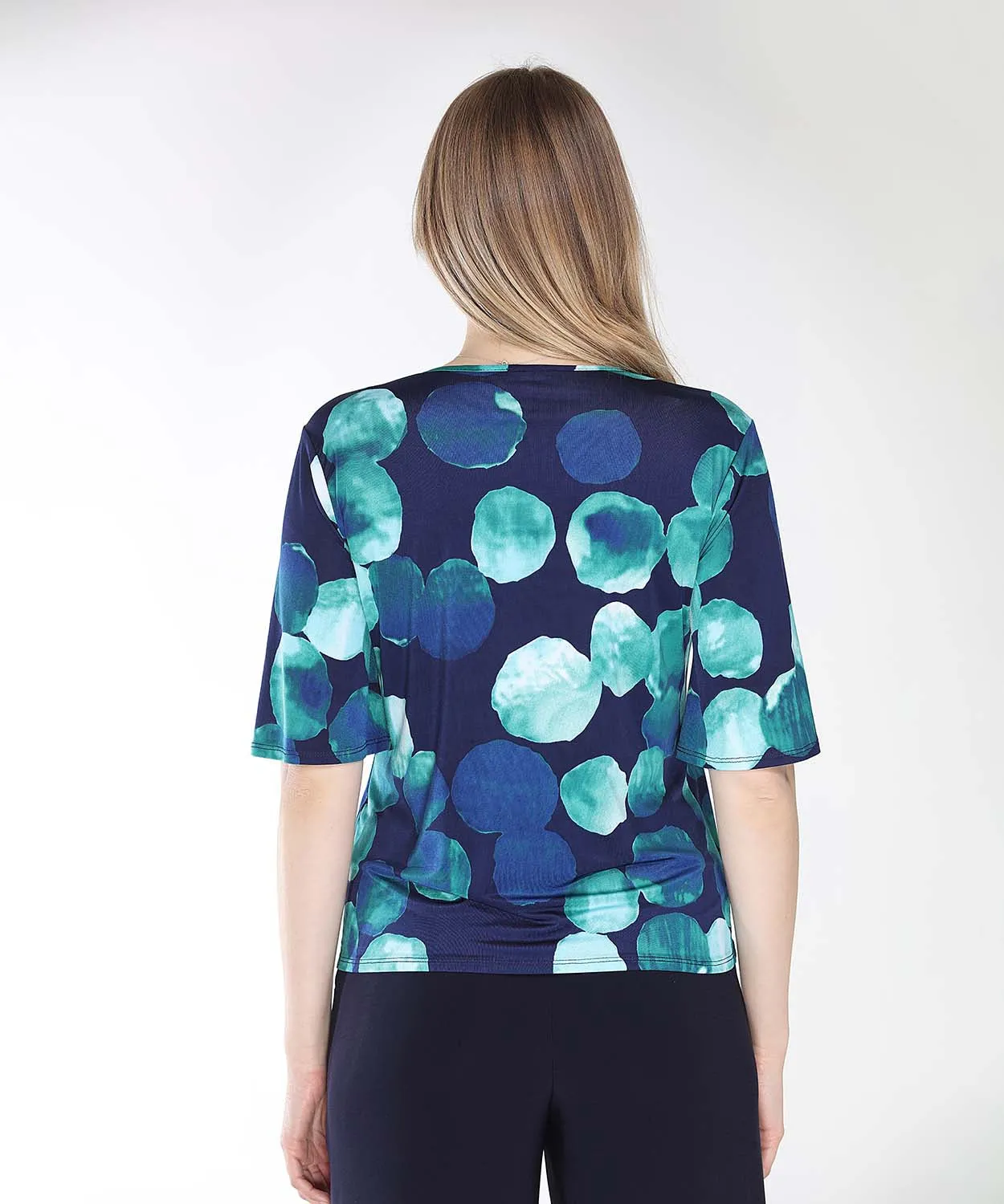 Printed Mid Sleeve Front Twist Top