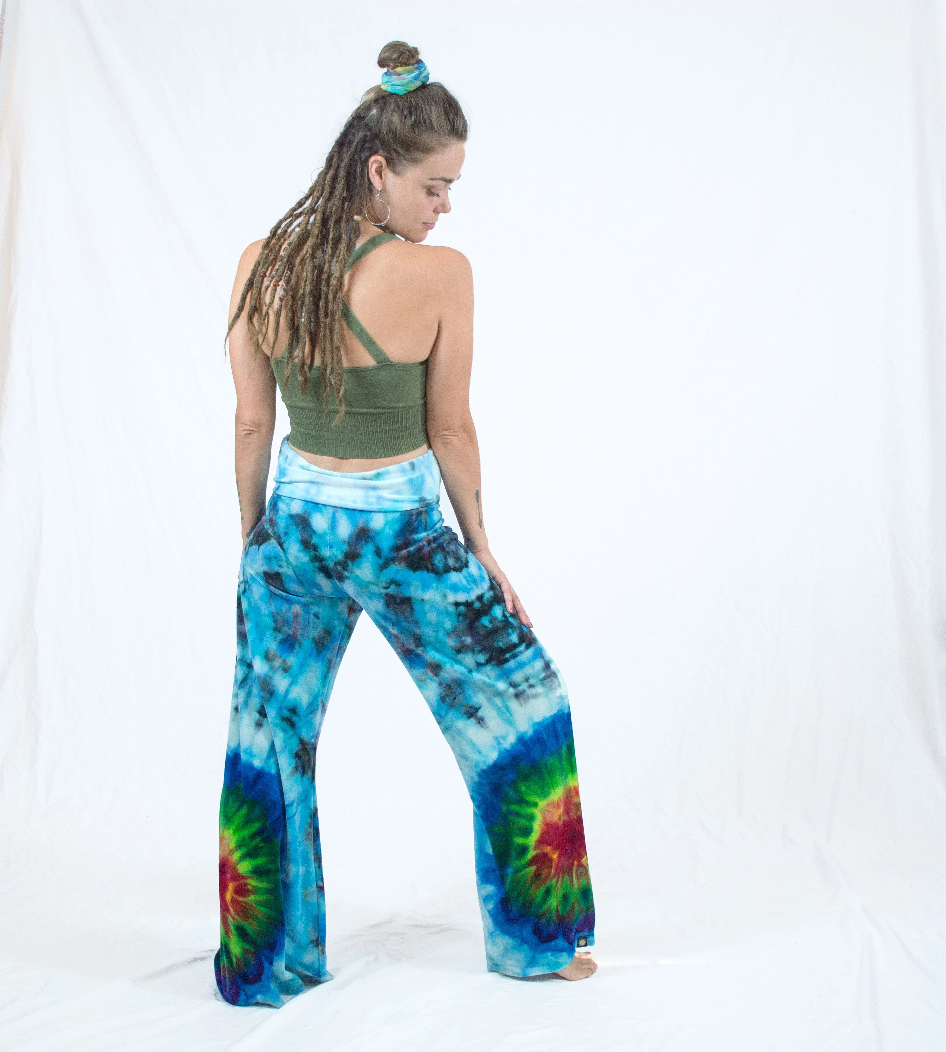 Wide Leg Palazzo Lounge Pant | Blue Rainbow Explosion