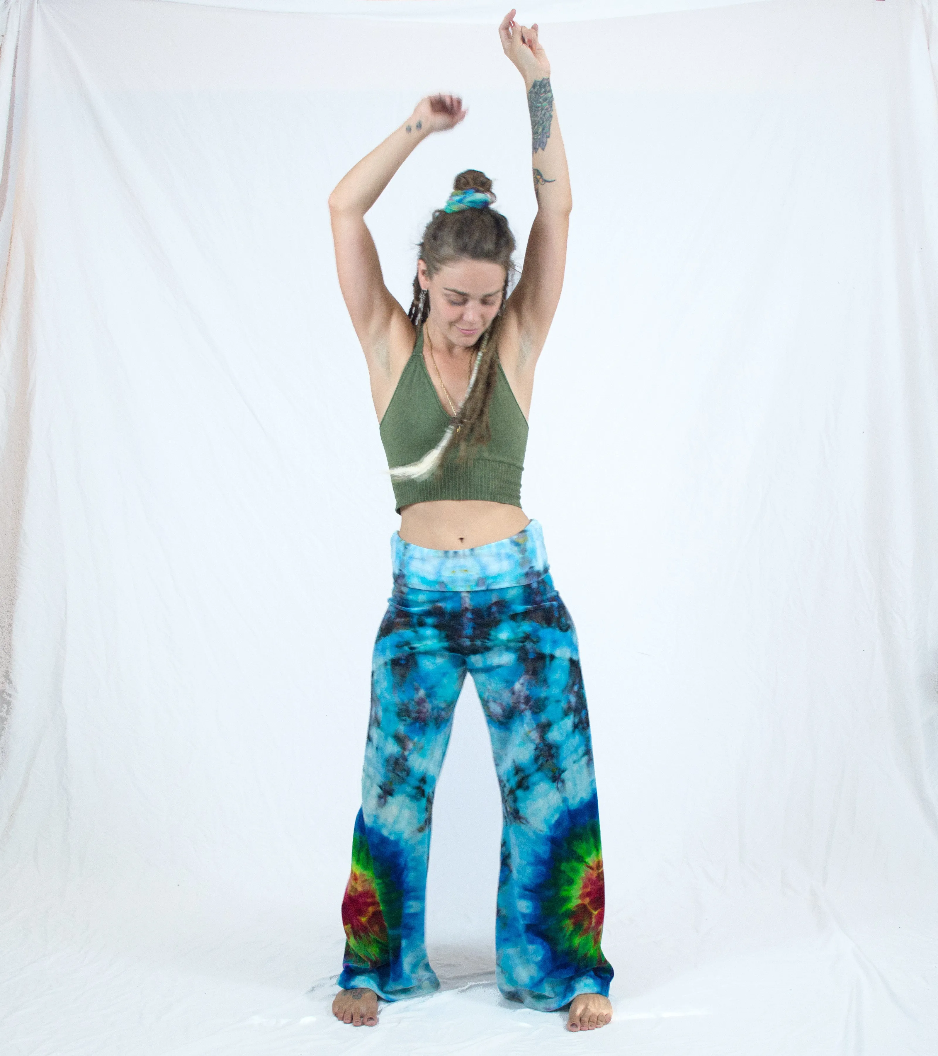 Wide Leg Palazzo Lounge Pant | Blue Rainbow Explosion
