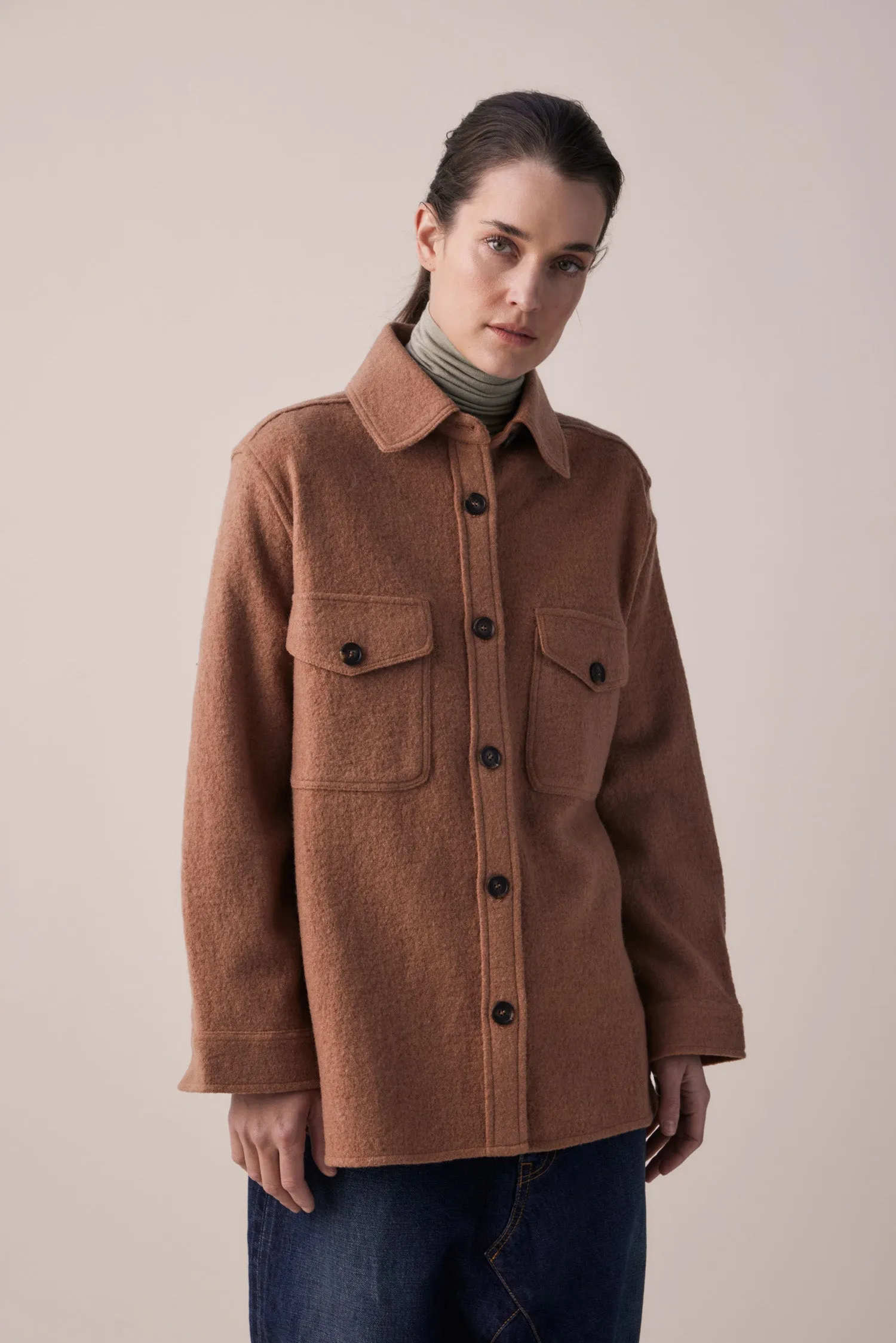 Wool and cotton blend shirts Jacket