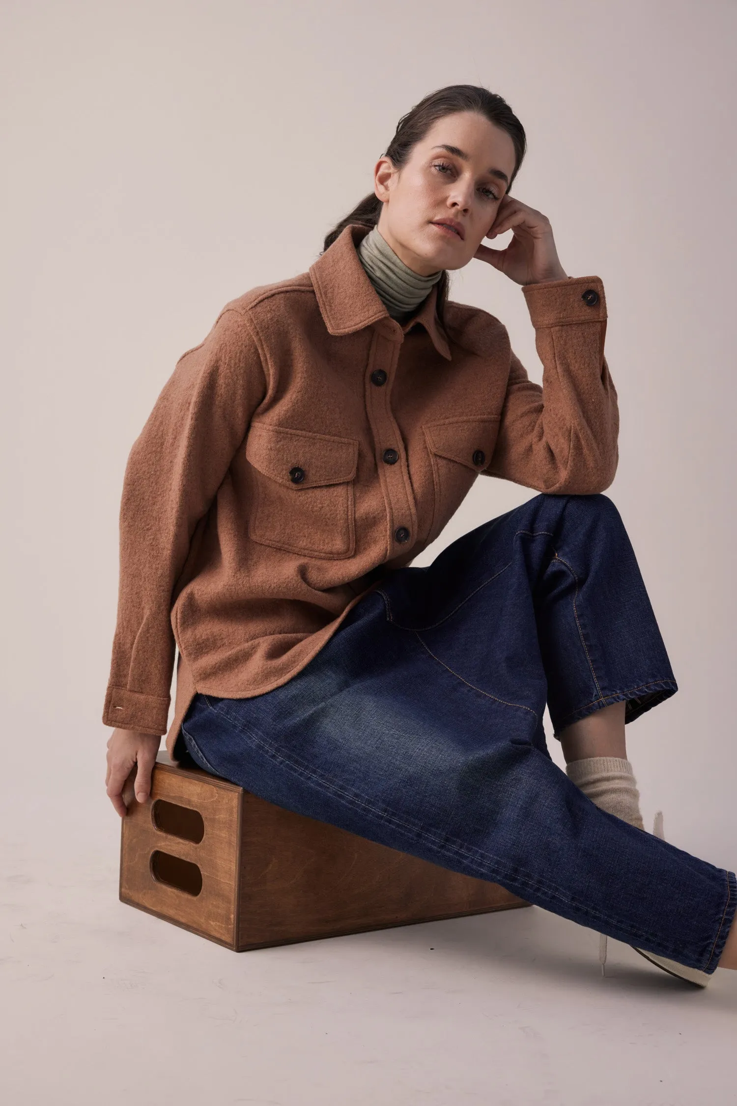 Wool and cotton blend shirts Jacket