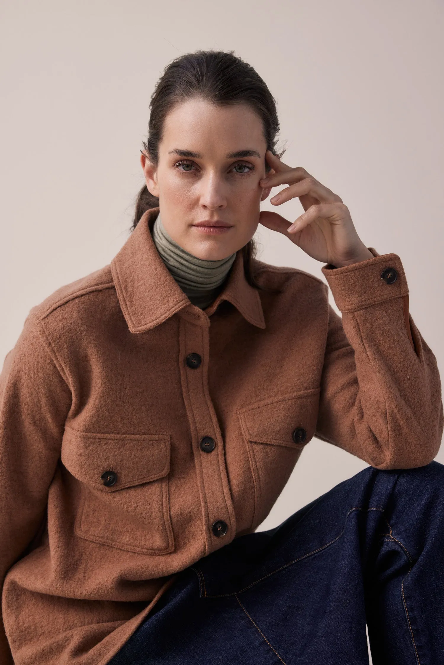 Wool and cotton blend shirts Jacket