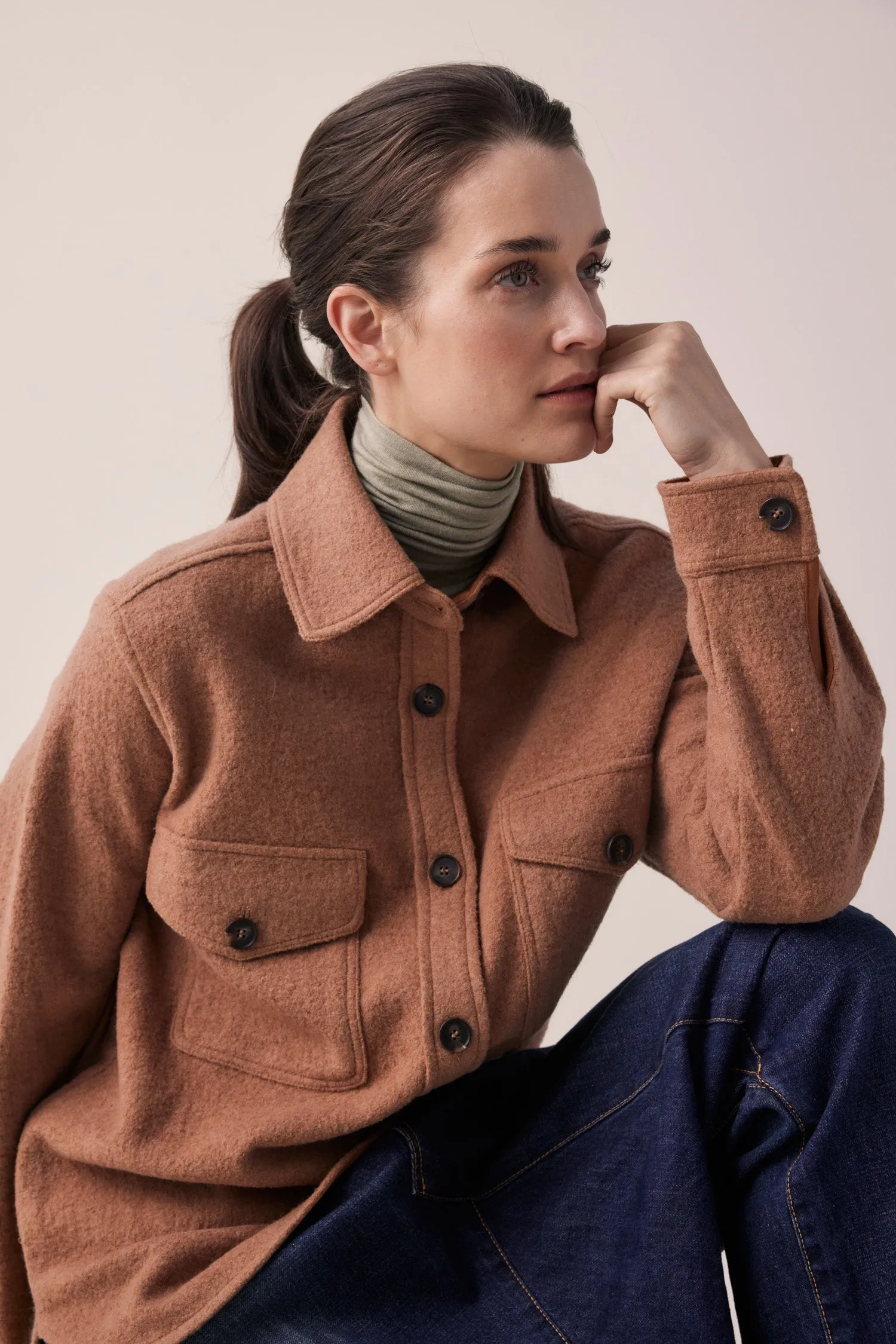 Wool and cotton blend shirts Jacket