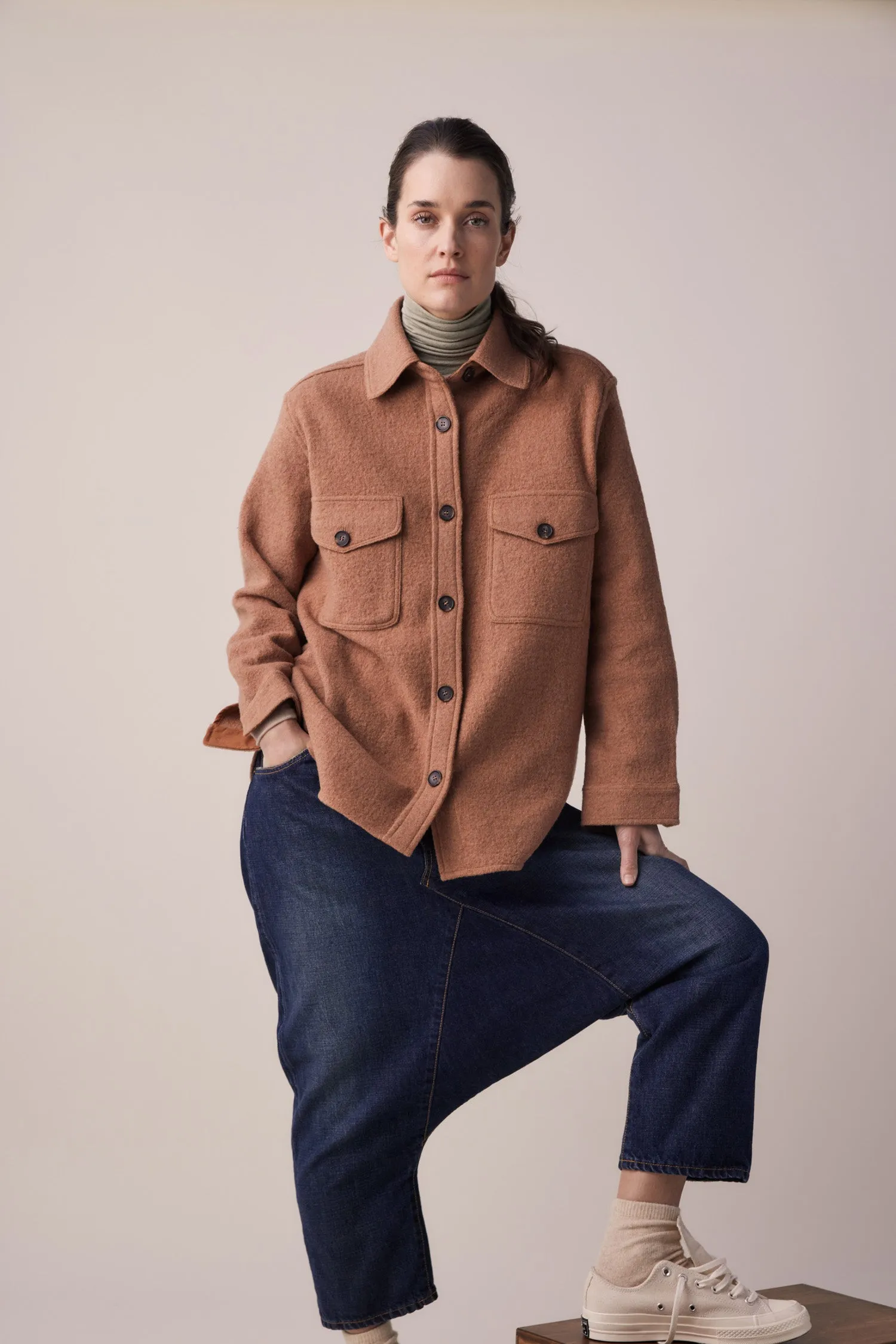 Wool and cotton blend shirts Jacket